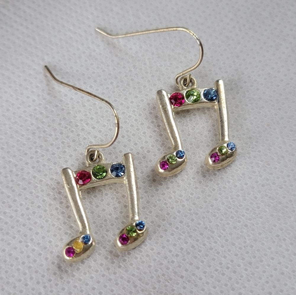 Music Note Multicolor Rhinestone Earrings